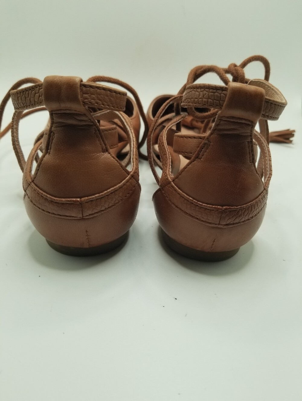 Miz Mooz Brown Leather Lace-Up Pointed Toe Flats - Picture 8 of 13